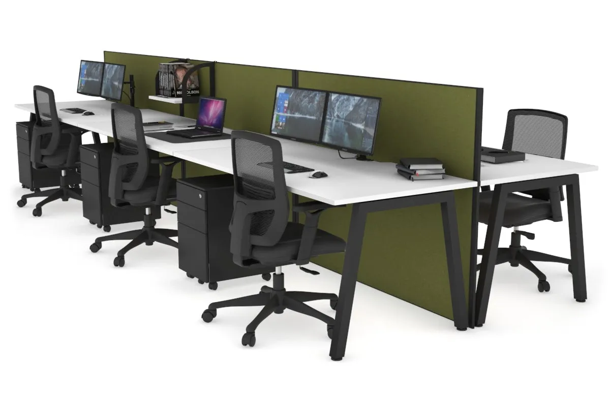 Horizon Quadro 6 Person Bench A Legs Office Workstation [1800L x 800W with Cable Scallop]