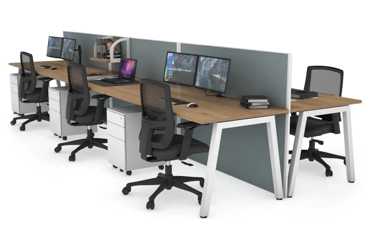 Horizon Quadro 6 Person Bench A Legs Office Workstation [1800L x 800W with Cable Scallop]