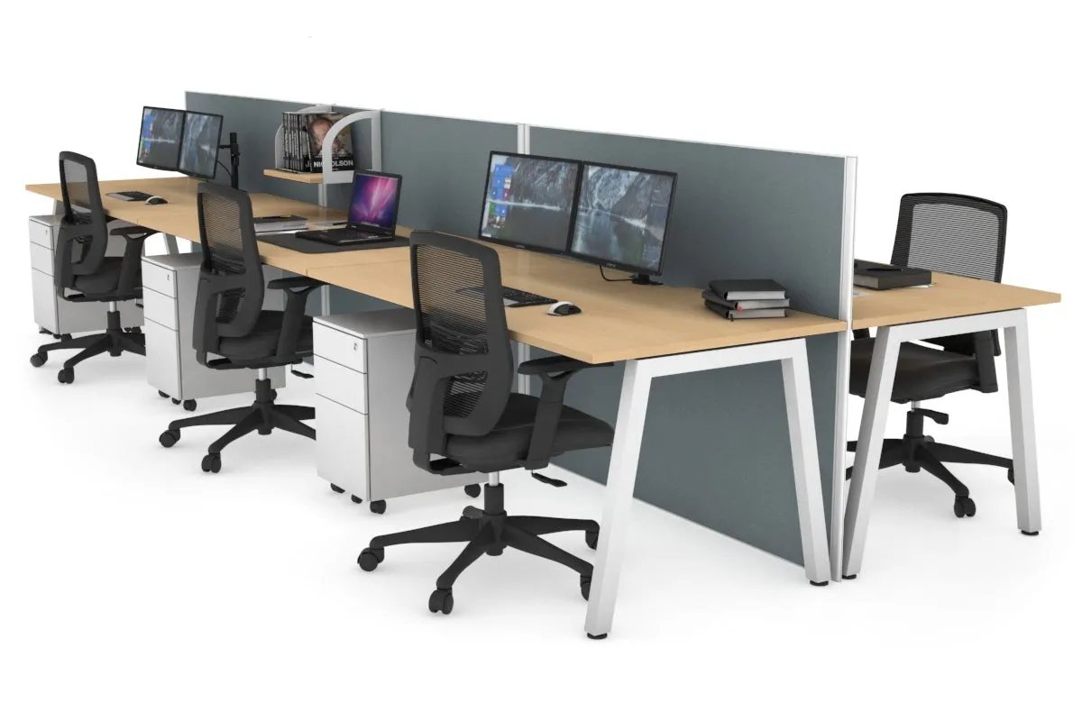 Horizon Quadro 6 Person Bench A Legs Office Workstation [1800L x 800W with Cable Scallop]