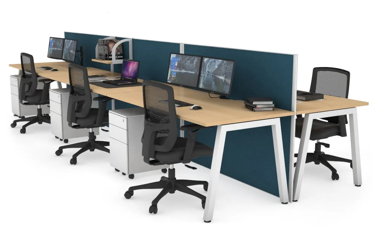 Horizon Quadro 6 Person Bench A Legs Office Workstation [1800L x 800W with Cable Scallop]