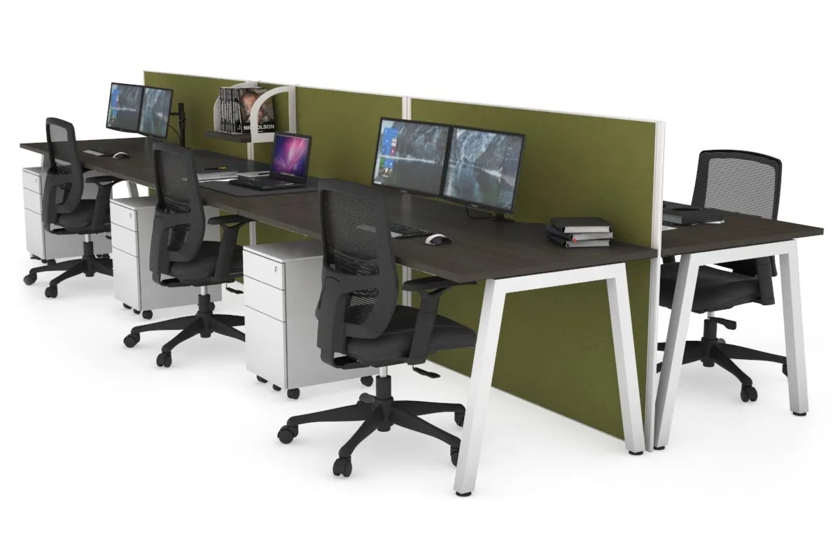 Horizon Quadro 6 Person Bench A Legs Office Workstation [1800L x 800W with Cable Scallop]