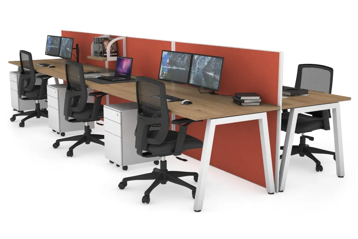 Horizon Quadro 6 Person Bench A Legs Office Workstation [1800L x 800W with Cable Scallop]