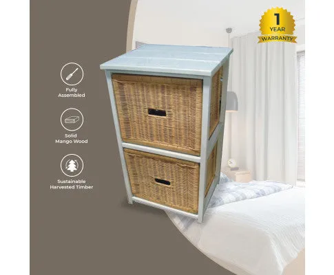 Hyssop 2 Chest of Drawers Cane Bedroom Kitchen Bathroom Storage Tallboy Shelf