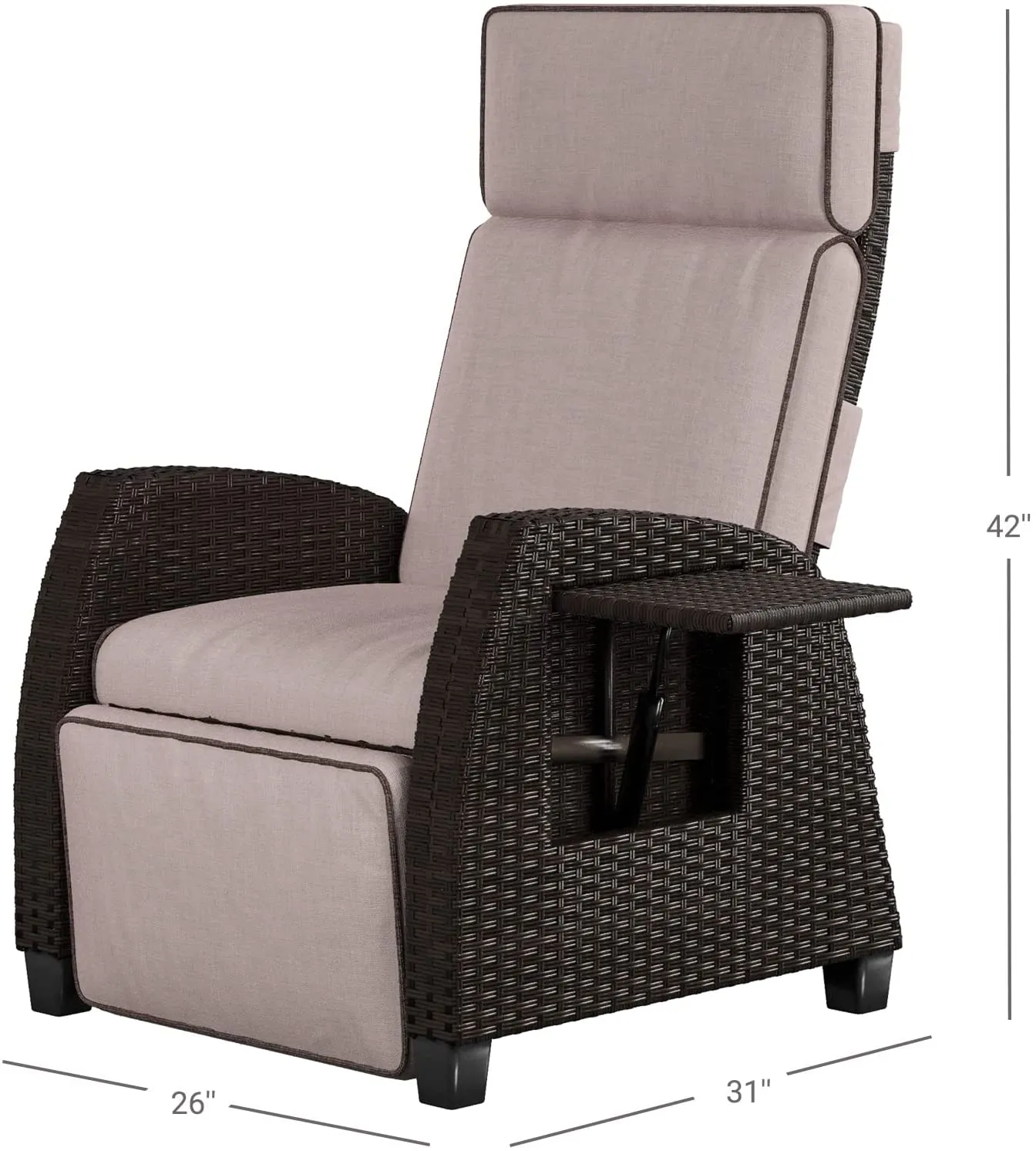 Indoor & Outdoor Recliner with Flip-Up Side Table