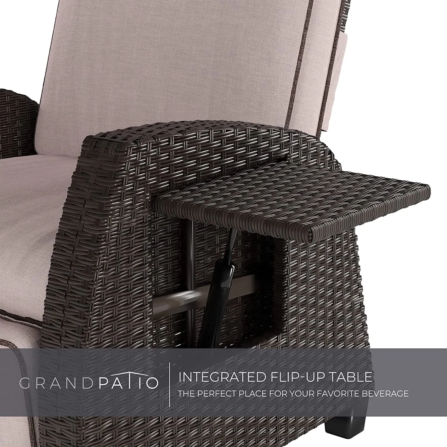 Indoor & Outdoor Recliner with Flip-Up Side Table