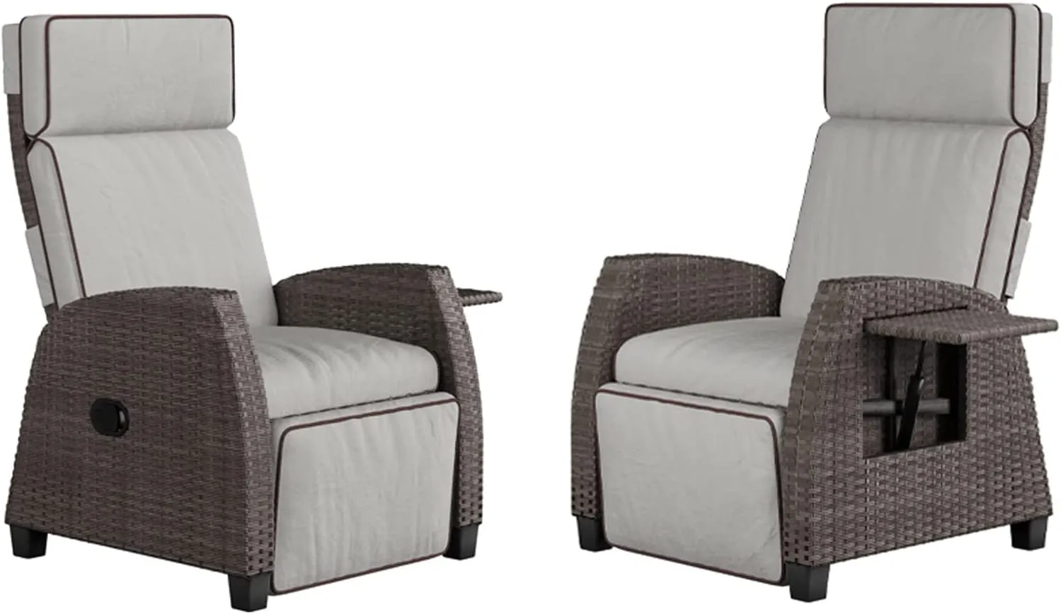 Indoor & Outdoor Recliner with Flip-Up Side Table