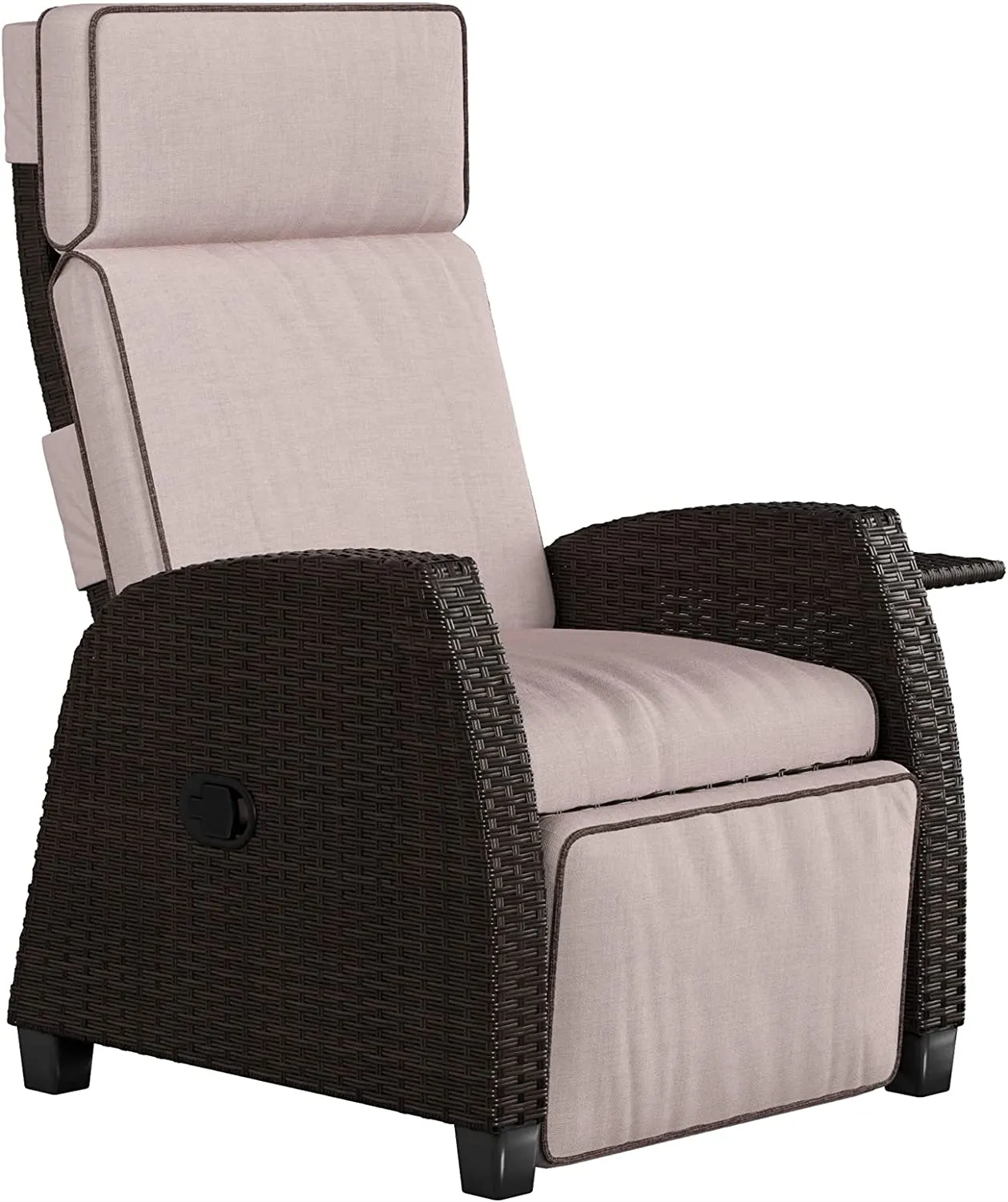 Indoor & Outdoor Recliner with Flip-Up Side Table