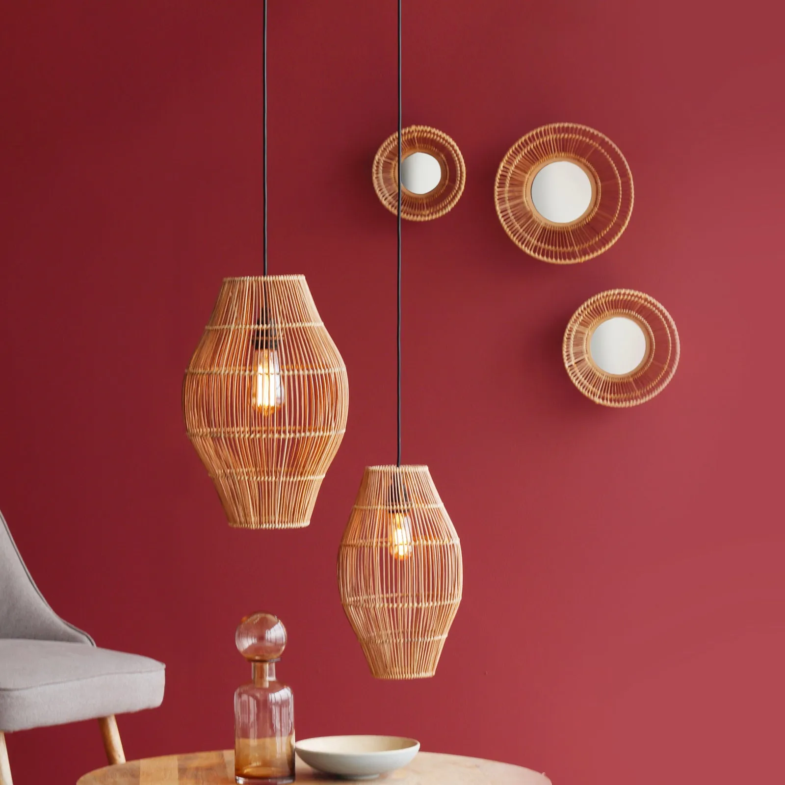 Kaya Small Oval Hanging Lamp