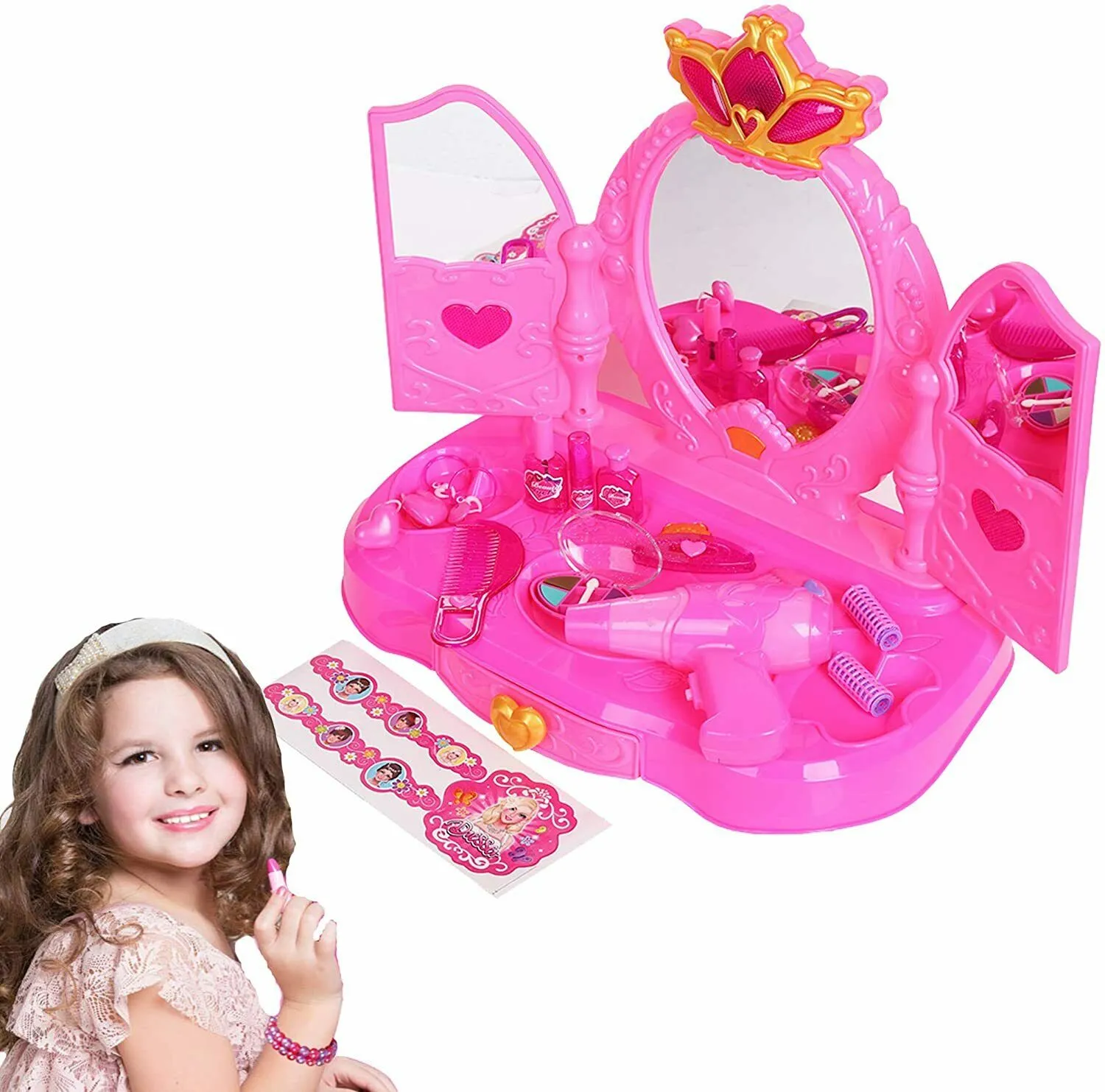 Kids Princess Pretend Play Girls Dressing Table Toys Music Lights Gift