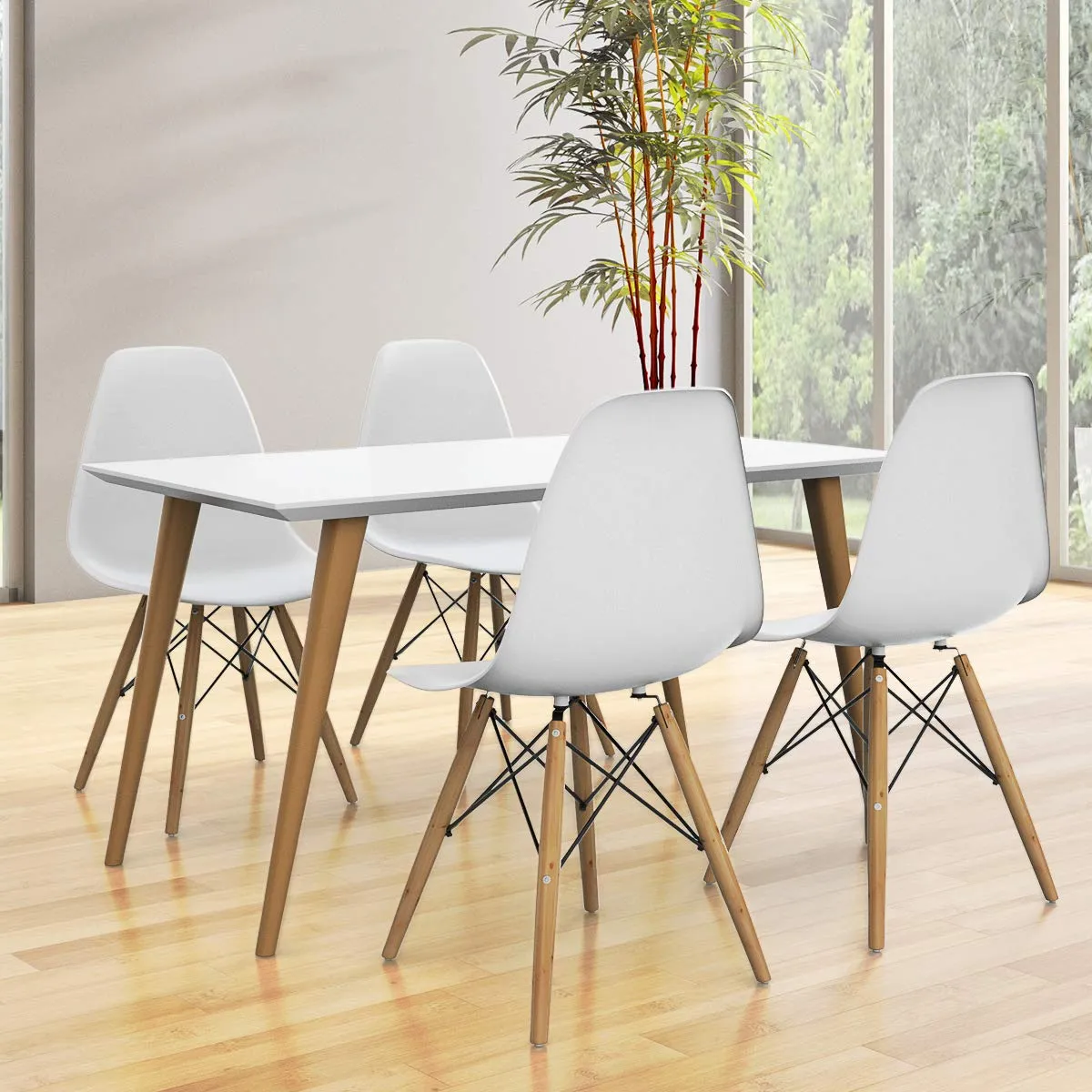 KOMFOTT Dining Chairs Set of 4, Pre Assembled Mid Century Modern Dining Chairs with Wood Legs