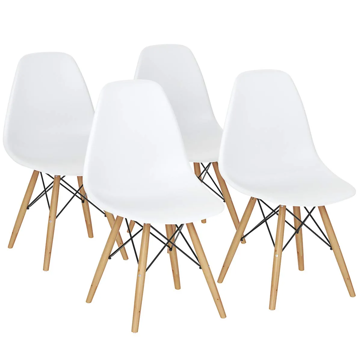 KOMFOTT Dining Chairs Set of 4, Pre Assembled Mid Century Modern Dining Chairs with Wood Legs