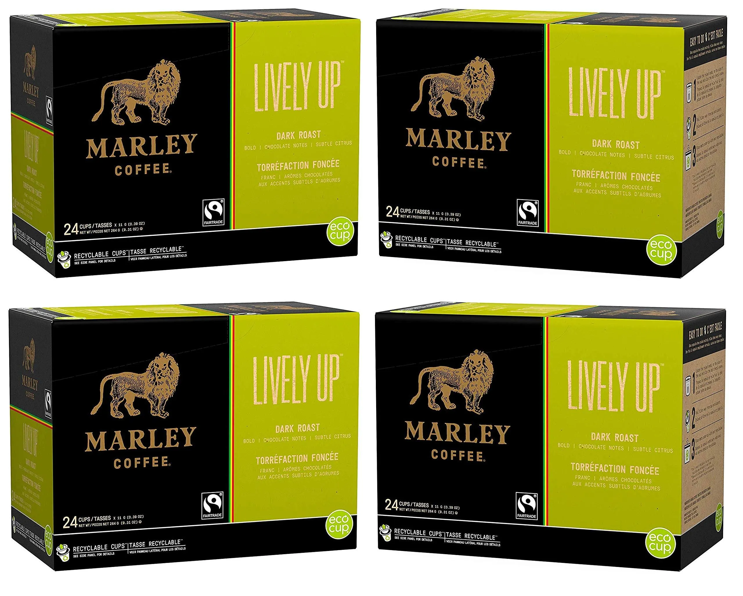 Marley Coffee, Lively Up!, Single Serve RealCup Organic Espresso Roast, for Keurig K-Cup Brewers, 96 Count