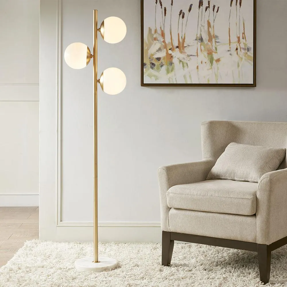 Modern Mid Century Gold Bubble Glass Floor Lamp