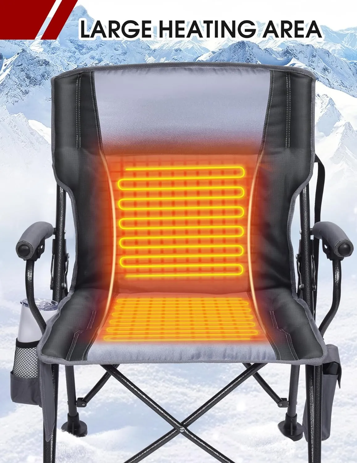 Mpow Heated Camping Chair for Adults, Heats Back and Seat, 3 Heat Levels