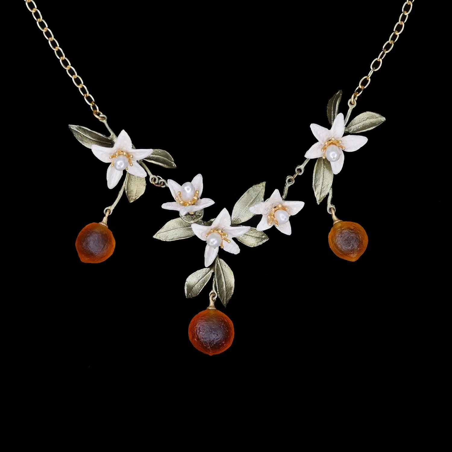 Orange Necklace - Flower Drop