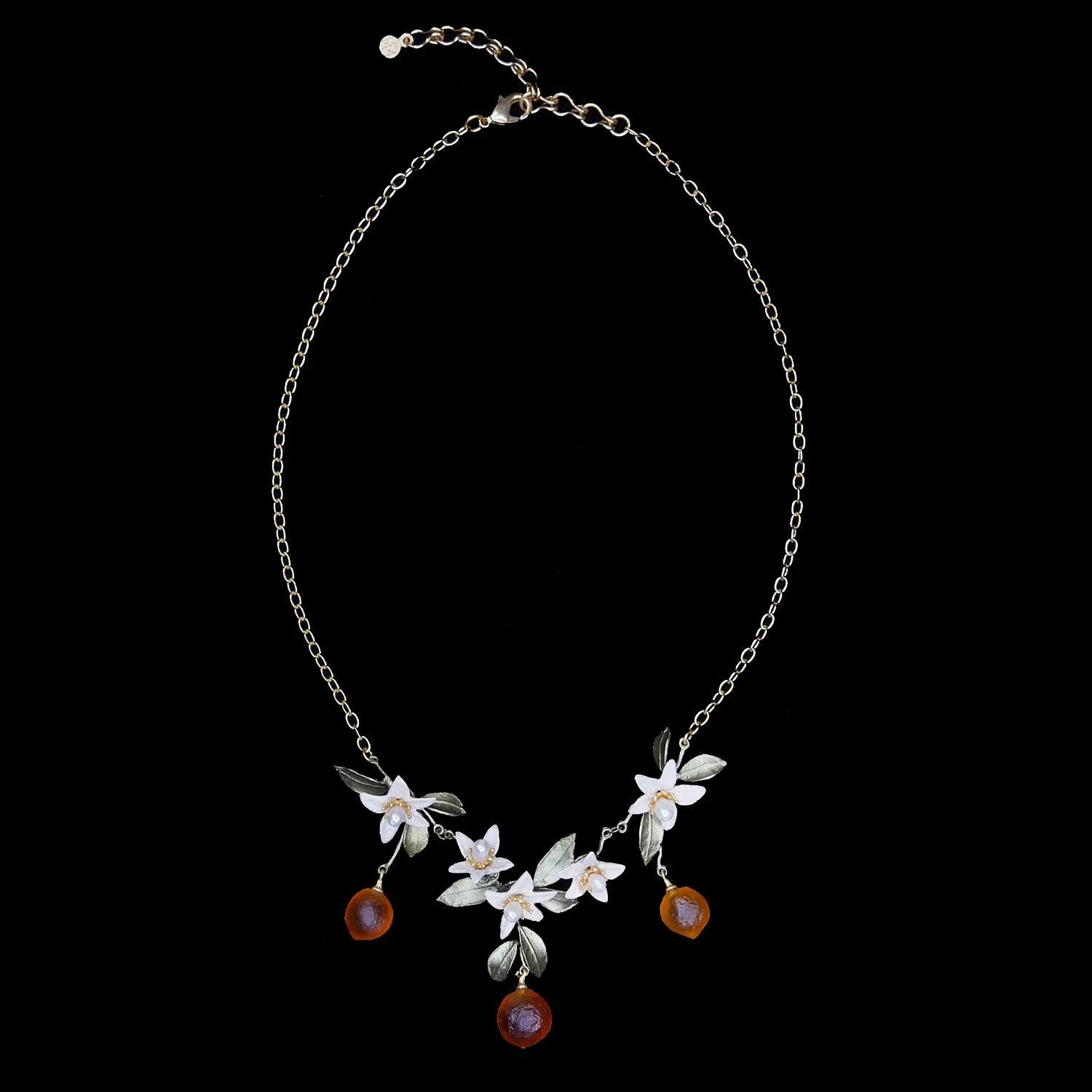 Orange Necklace - Flower Drop