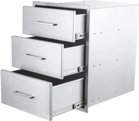 Outdoor Kitchen Drawers Stainless Steel 3-Drawer BBQ Drawer 18" W x 23" H x 23"