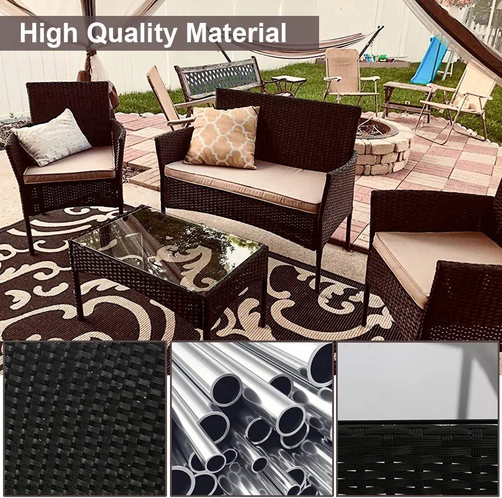 Patio Furniture Set 4 Pieces Outdoor Rattan Chair