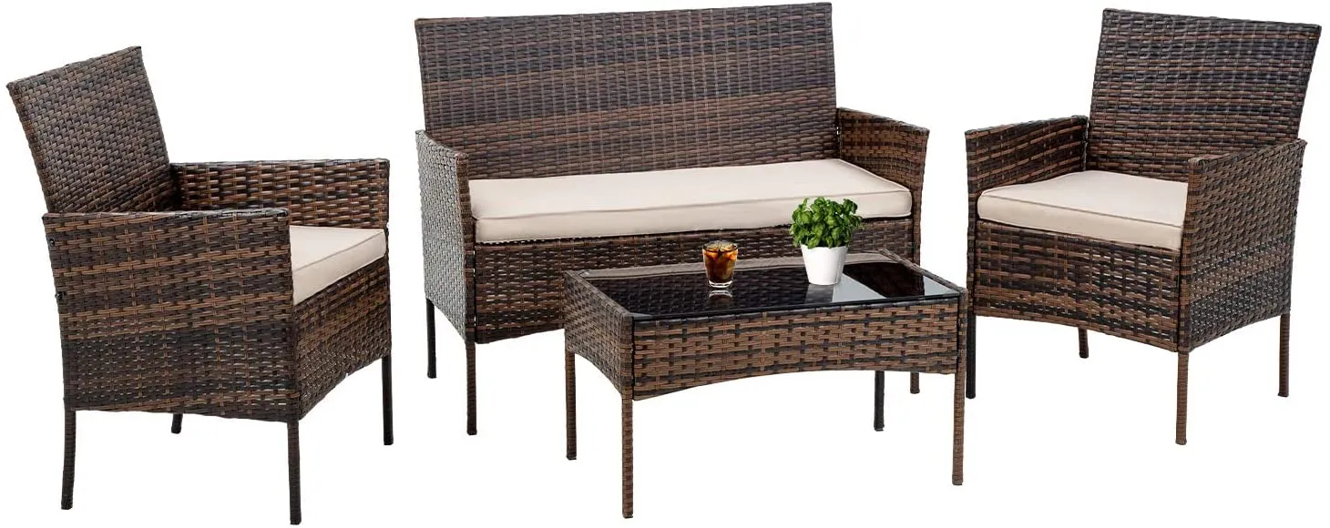 Patio Furniture Set 4 Pieces Outdoor Rattan Chair