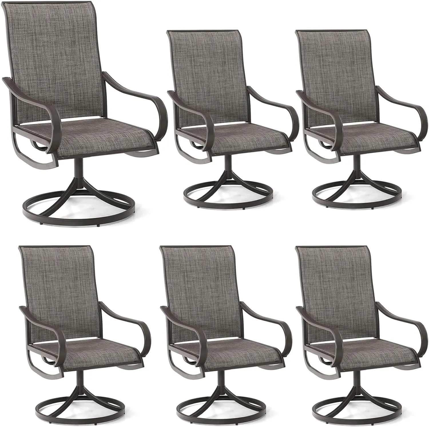 Patio Sling Dining Swivel Chairs with Steel Metal Frame