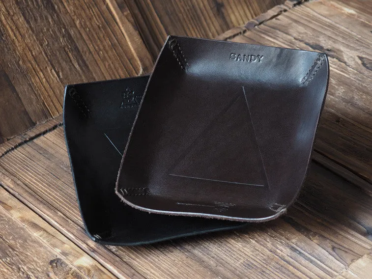 Personalized Leather Valet Tray #Black