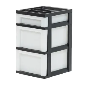 Plastic Storage, Organizer 3 Drawer Cart, Black/Pearl