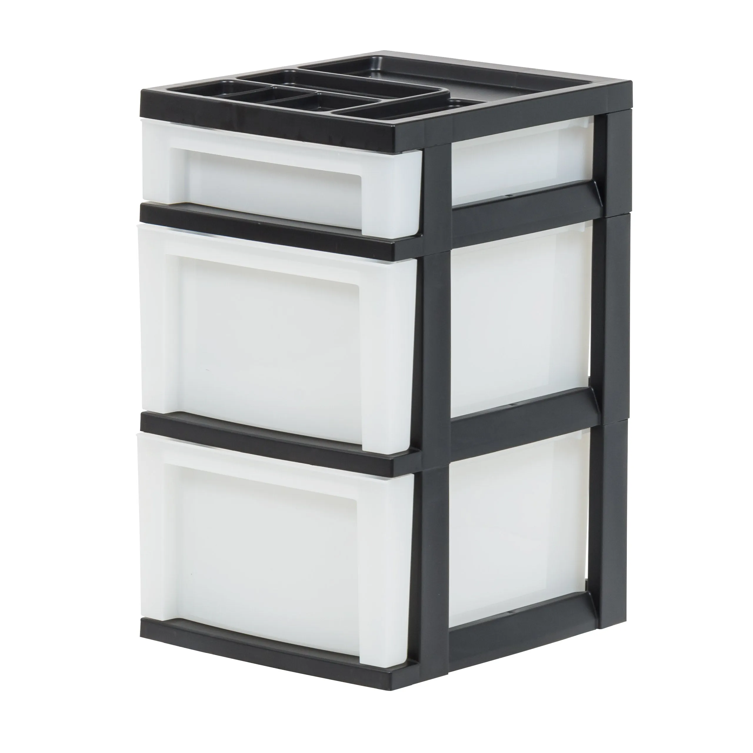 Plastic Storage, Organizer 3 Drawer Cart, Black/Pearl