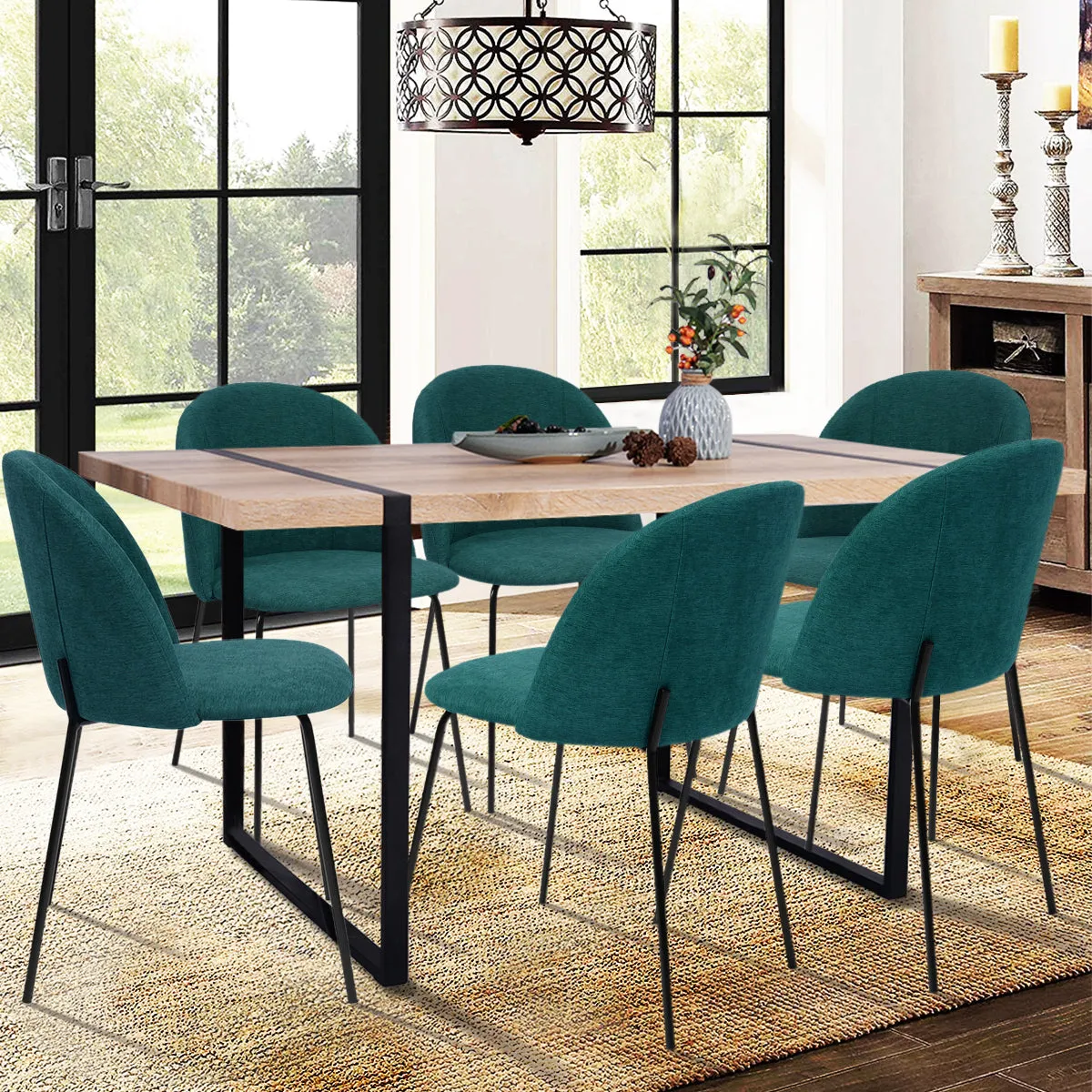 PUZZLE Modern Fabric Dining Chairs(Set of 2)- HomyCasa