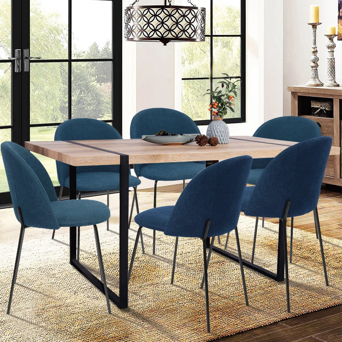 PUZZLE Modern Fabric Dining Chairs(Set of 2)- HomyCasa