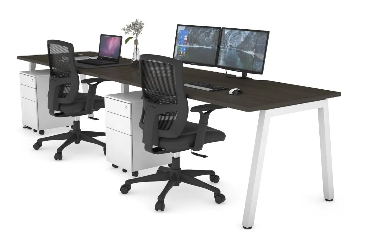 Quadro 2 Person Run Office Workstation [1800L x 800W with Cable Scallop]