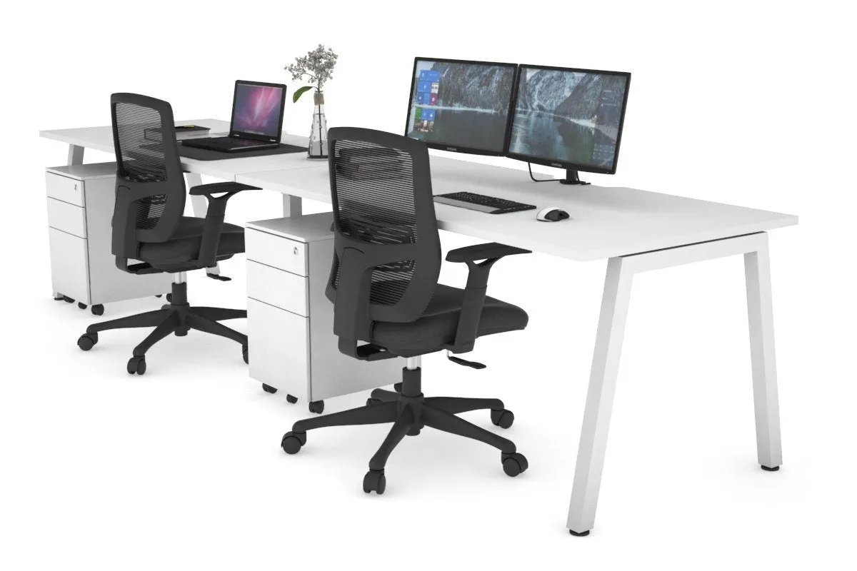 Quadro 2 Person Run Office Workstation [1800L x 800W with Cable Scallop]