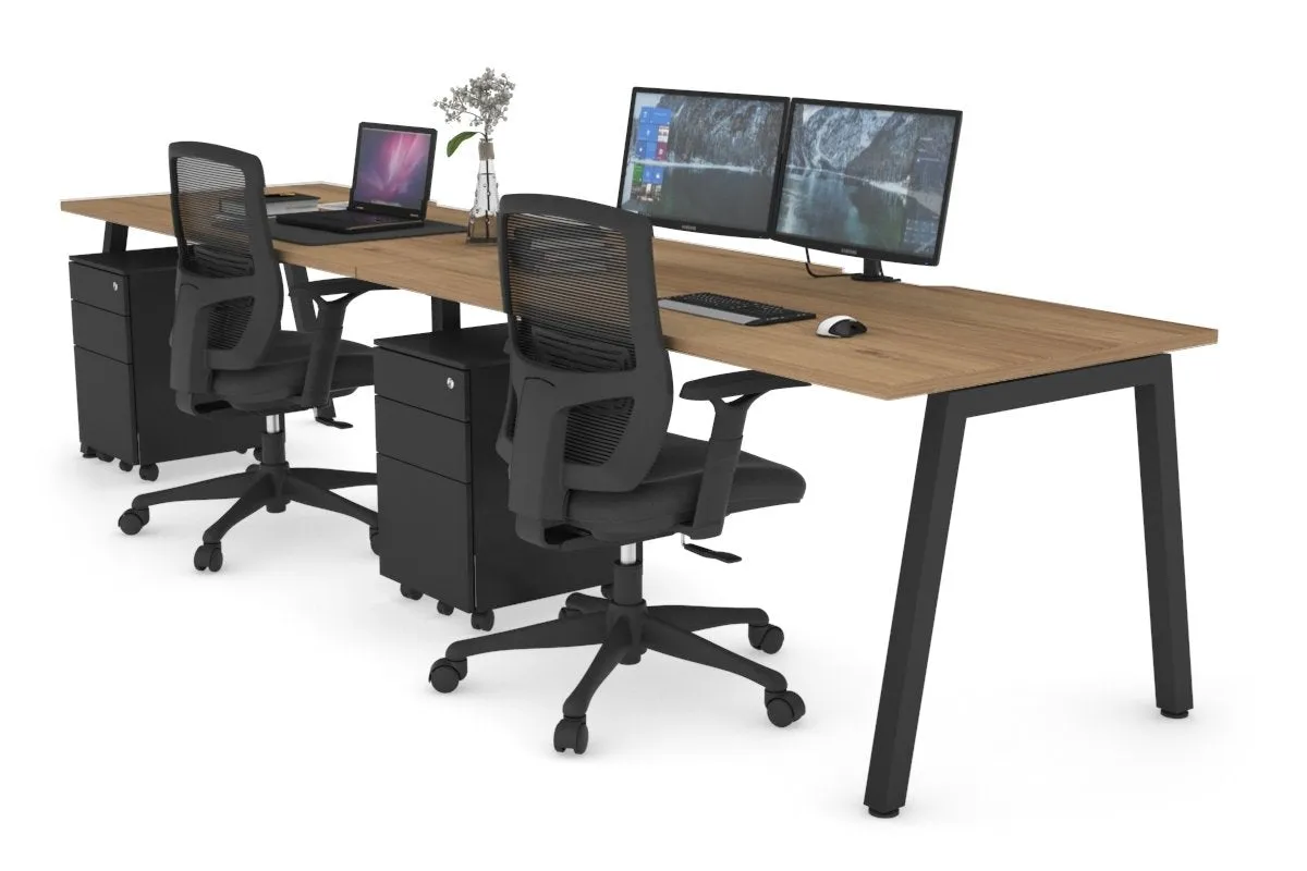 Quadro 2 Person Run Office Workstation [1800L x 800W with Cable Scallop]