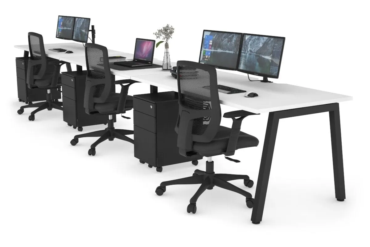 Quadro 3 Person Run Office Workstation [1200L x 800W with Cable Scallop]