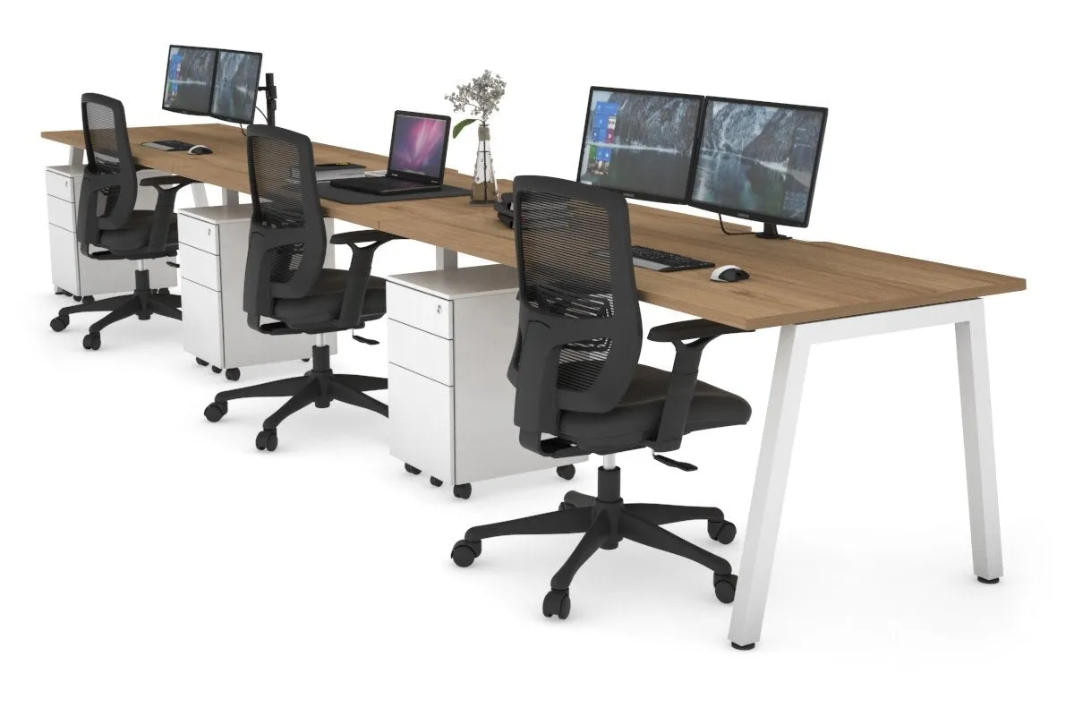 Quadro 3 Person Run Office Workstation [1200L x 800W with Cable Scallop]