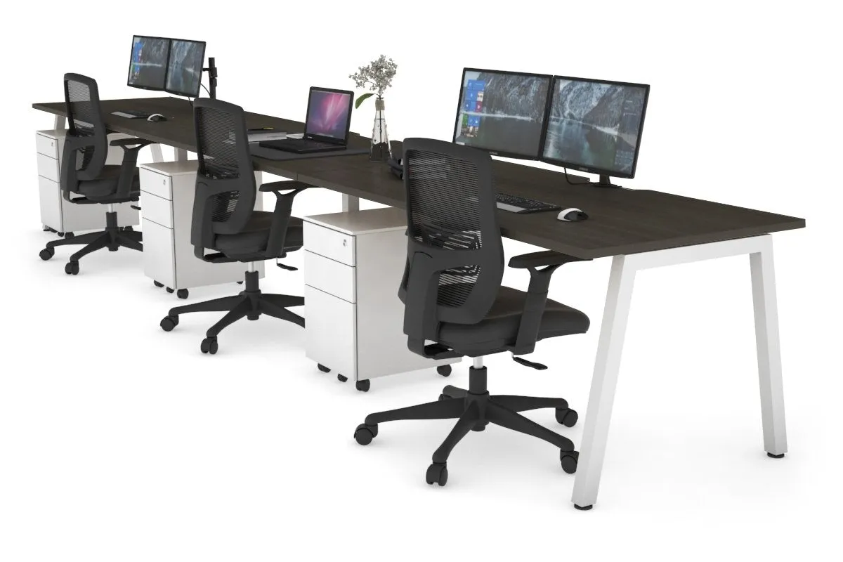 Quadro 3 Person Run Office Workstation [1200L x 800W with Cable Scallop]