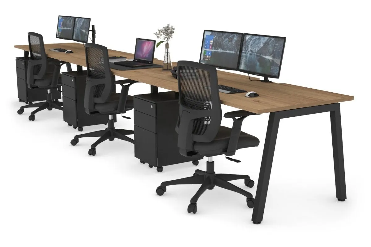 Quadro 3 Person Run Office Workstation [1400L x 800W with Cable Scallop]