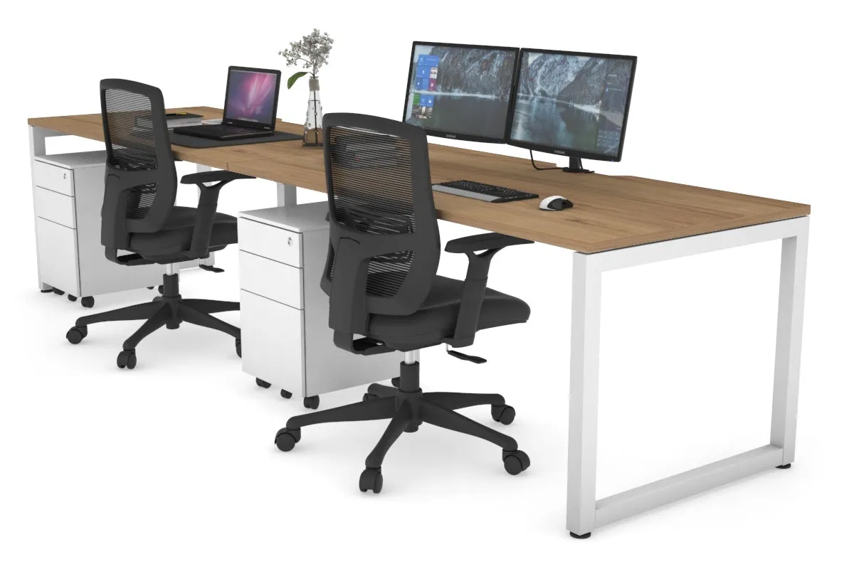 Quadro Loop Legs 2 Person Run Office Workstation [1200L x 800W with Cable Scallop]