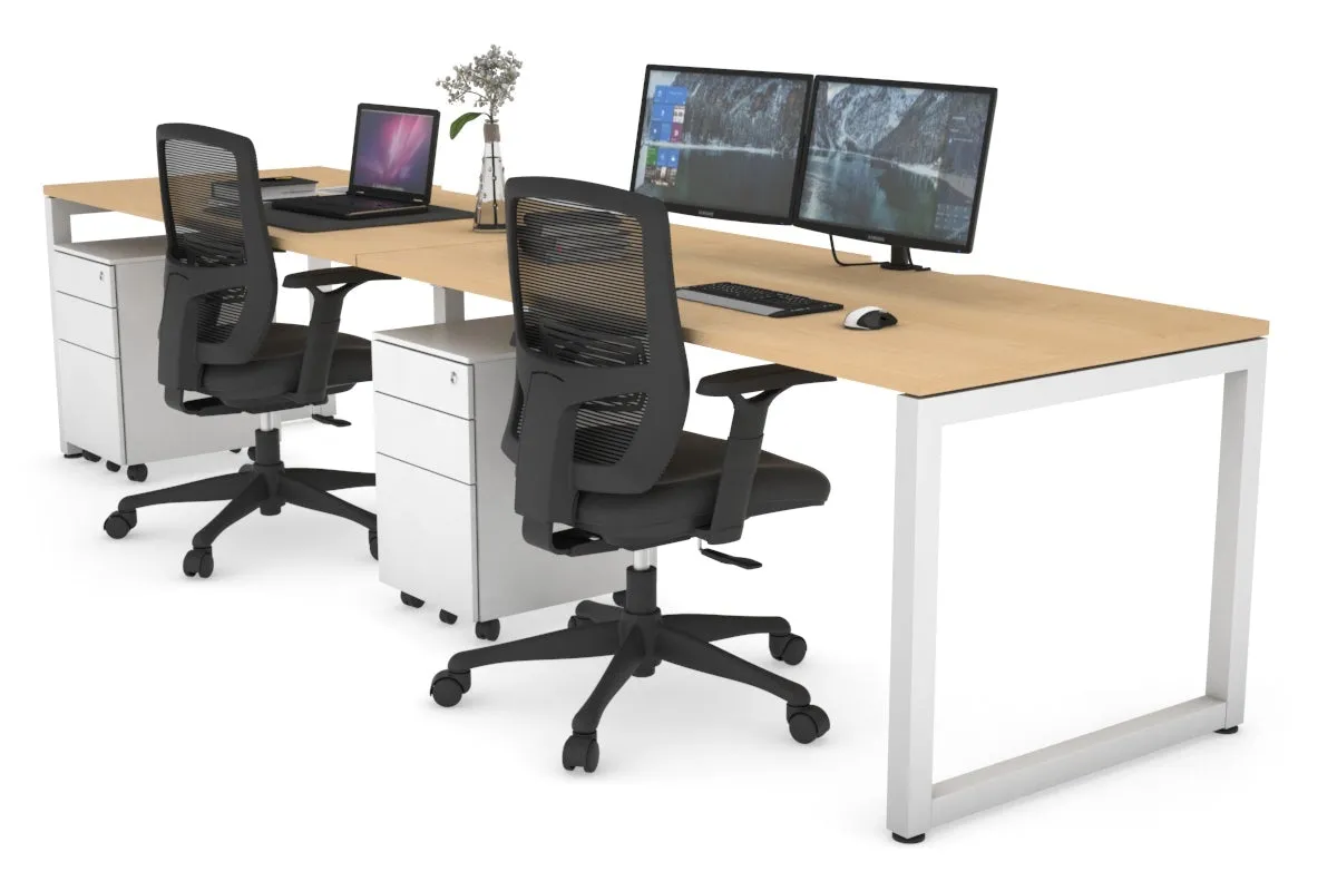 Quadro Loop Legs 2 Person Run Office Workstation [1200L x 800W with Cable Scallop]