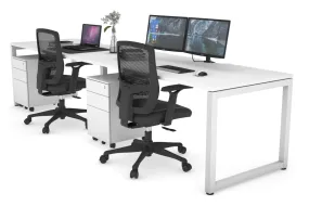 Quadro Loop Legs 2 Person Run Office Workstation [1200L x 800W with Cable Scallop]