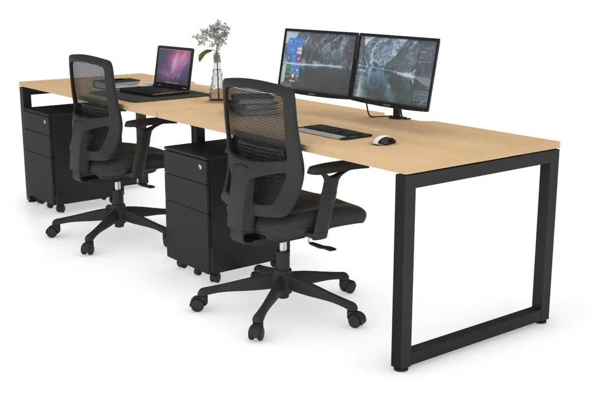 Quadro Loop Legs 2 Person Run Office Workstation [1200L x 800W with Cable Scallop]