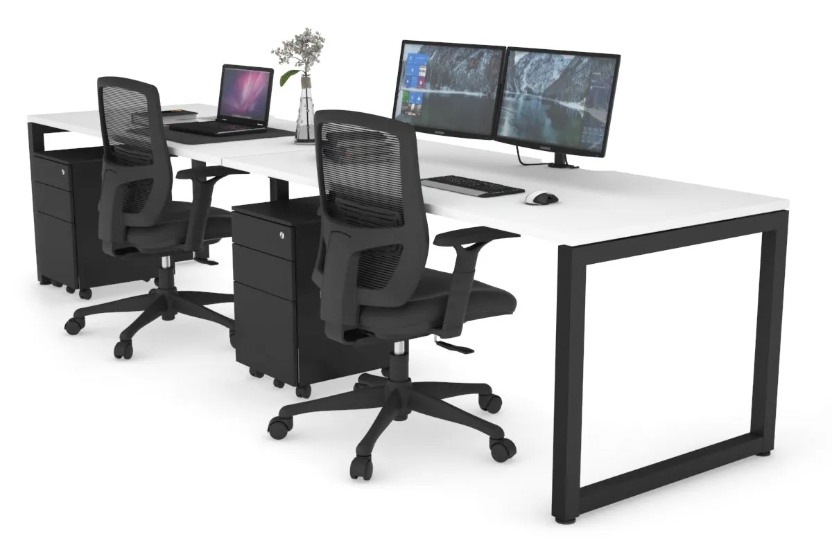 Quadro Loop Legs 2 Person Run Office Workstation [1200L x 800W with Cable Scallop]