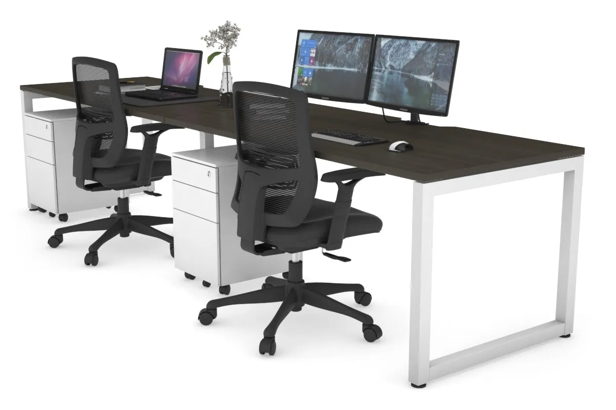 Quadro Loop Legs 2 Person Run Office Workstation [1200L x 800W with Cable Scallop]