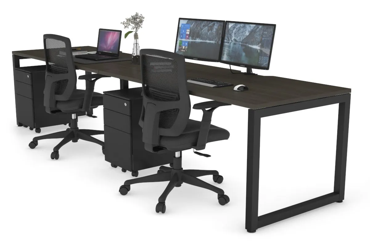 Quadro Loop Legs 2 Person Run Office Workstation [1200L x 800W with Cable Scallop]