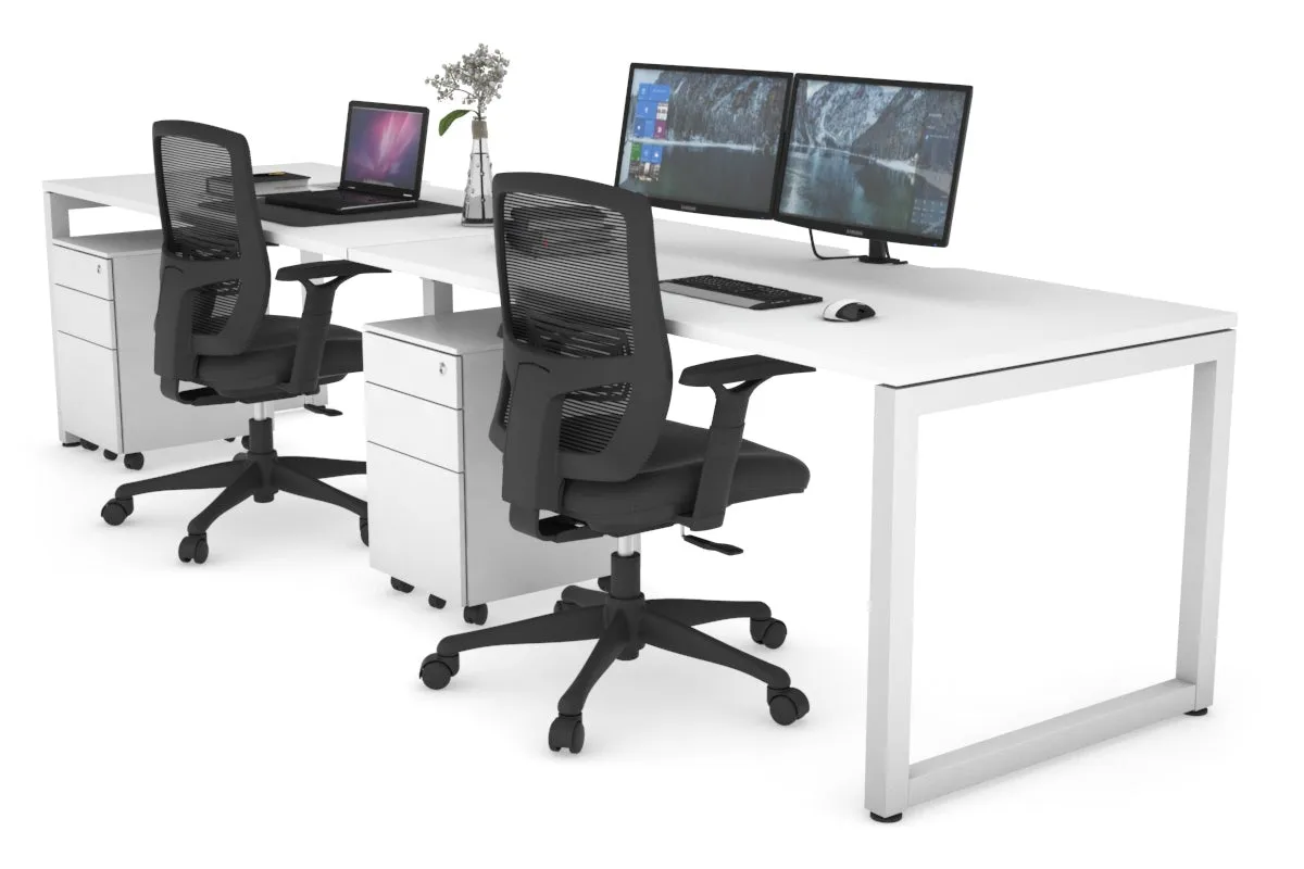 Quadro Loop Legs 2 Person Run Office Workstation [1400L x 800W with Cable Scallop]