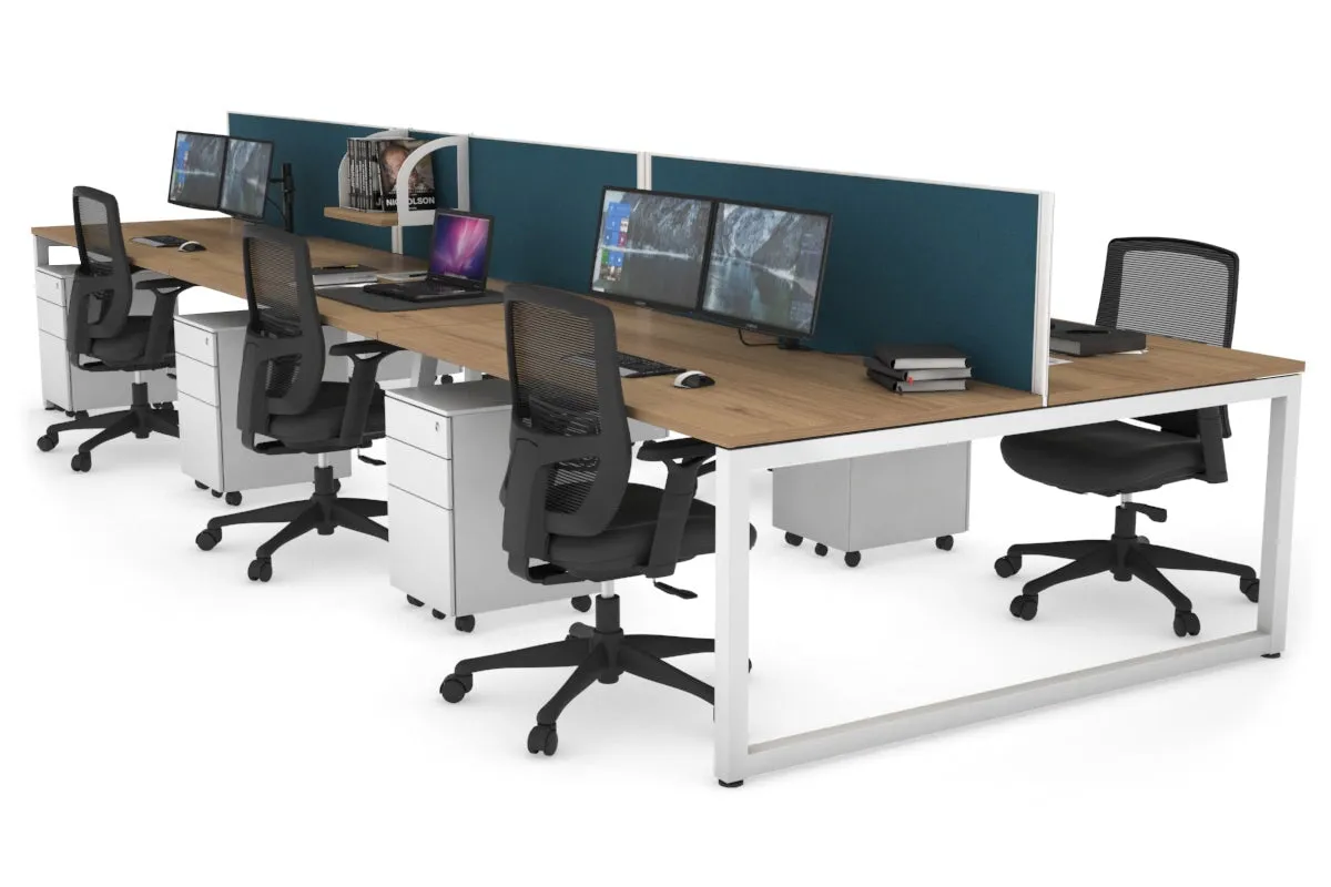 Quadro Loop Legs 6 Person Office Workstation [1600L x 800W with Cable Scallop]