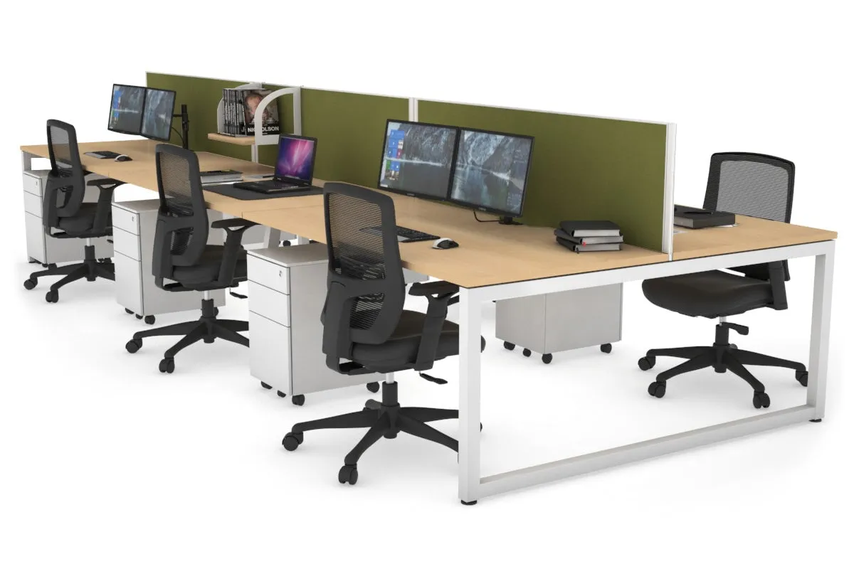 Quadro Loop Legs 6 Person Office Workstation [1600L x 800W with Cable Scallop]