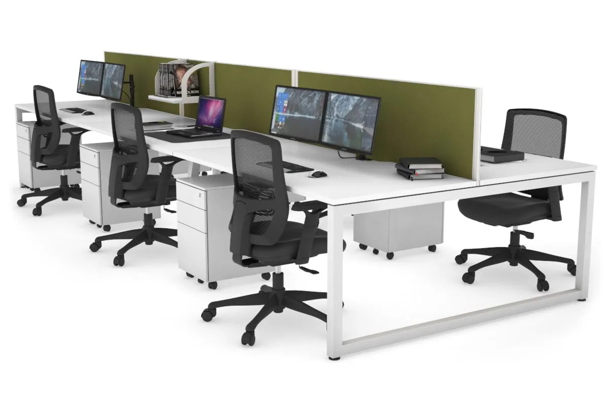 Quadro Loop Legs 6 Person Office Workstation [1600L x 800W with Cable Scallop]