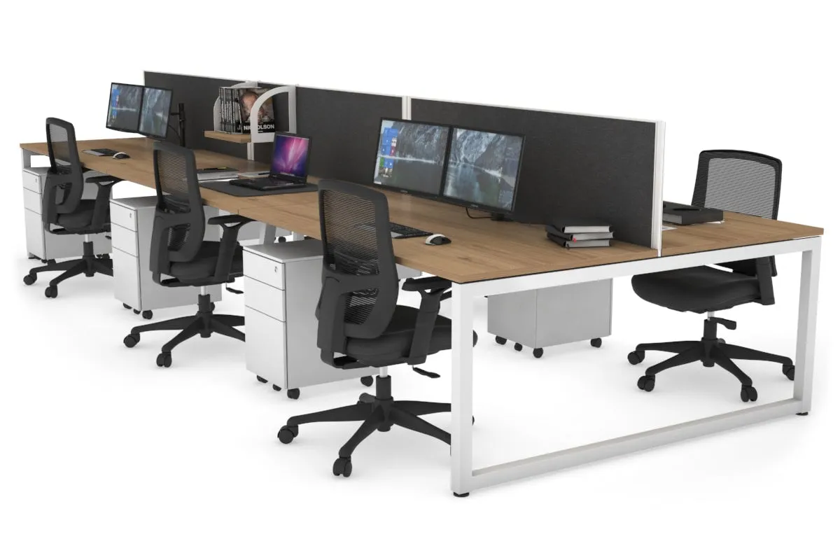 Quadro Loop Legs 6 Person Office Workstation [1600L x 800W with Cable Scallop]