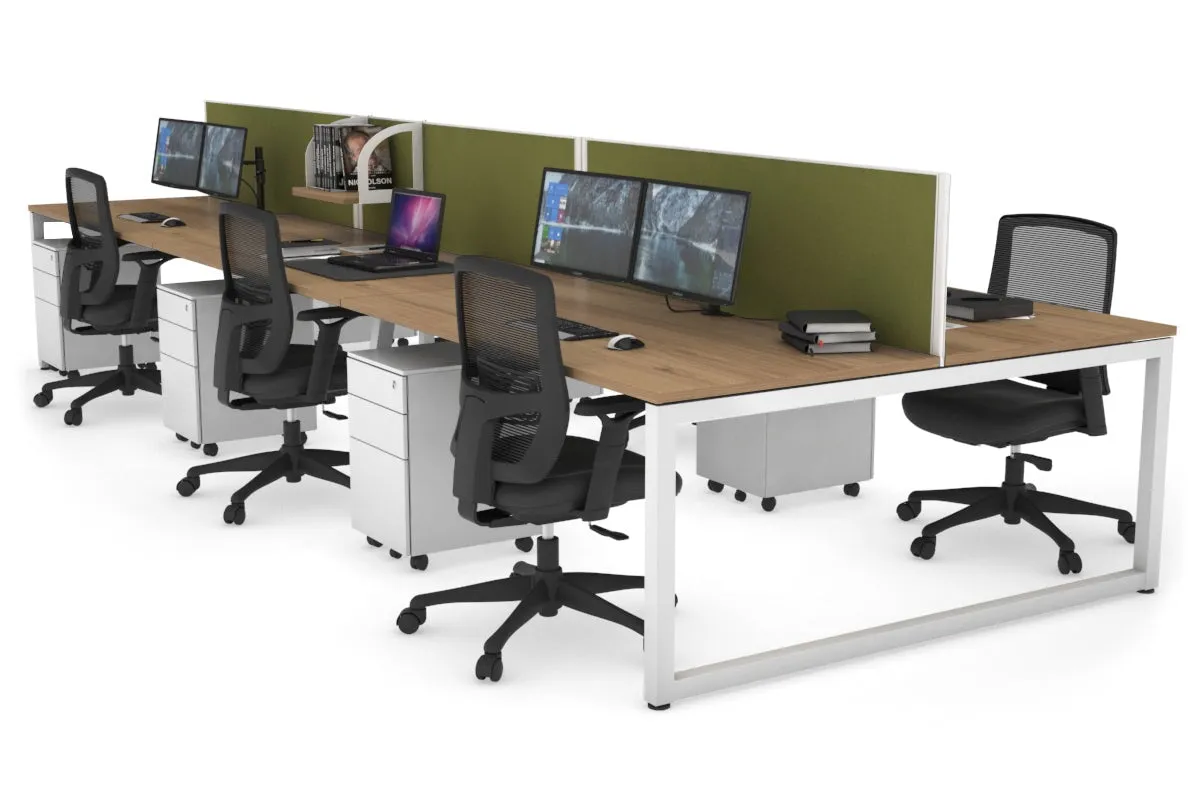 Quadro Loop Legs 6 Person Office Workstation [1600L x 800W with Cable Scallop]