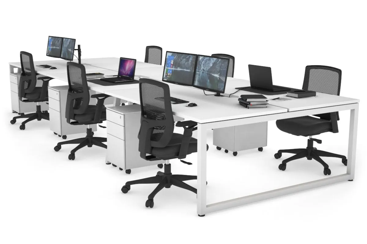 Quadro Loop Legs 6 Person Office Workstation [1600L x 800W with Cable Scallop]